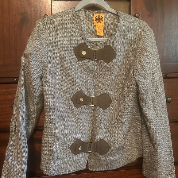 Tory Burch Tweed Lined Blazer Jacket Size 10 - Picture 3 of 9